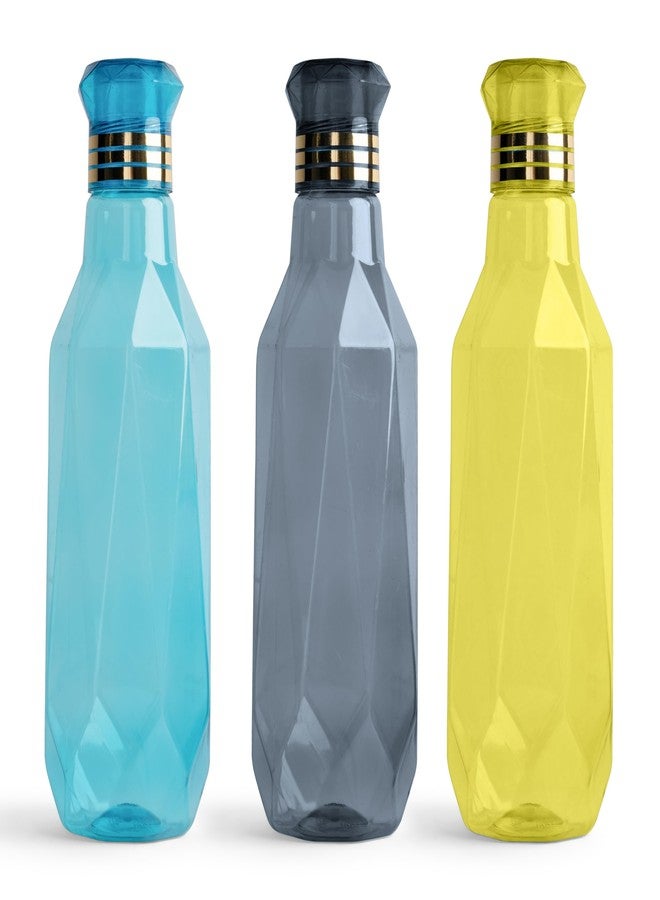 أتش دبليو زجاجة ماء بلاستيكية غير قابلة للكسر من HW | مانعة للتسرب | خالية من مادة BPA | آمنة للاستخدام مع الطعام | مثالية للصالات الرياضية، المكاتب، المنازل، السفر، الجامعات | سهلة التنظيف | سعة لتر واحد لكل زجاجة | مجموعة من 3 زجاجات، متنوعة - Image 1